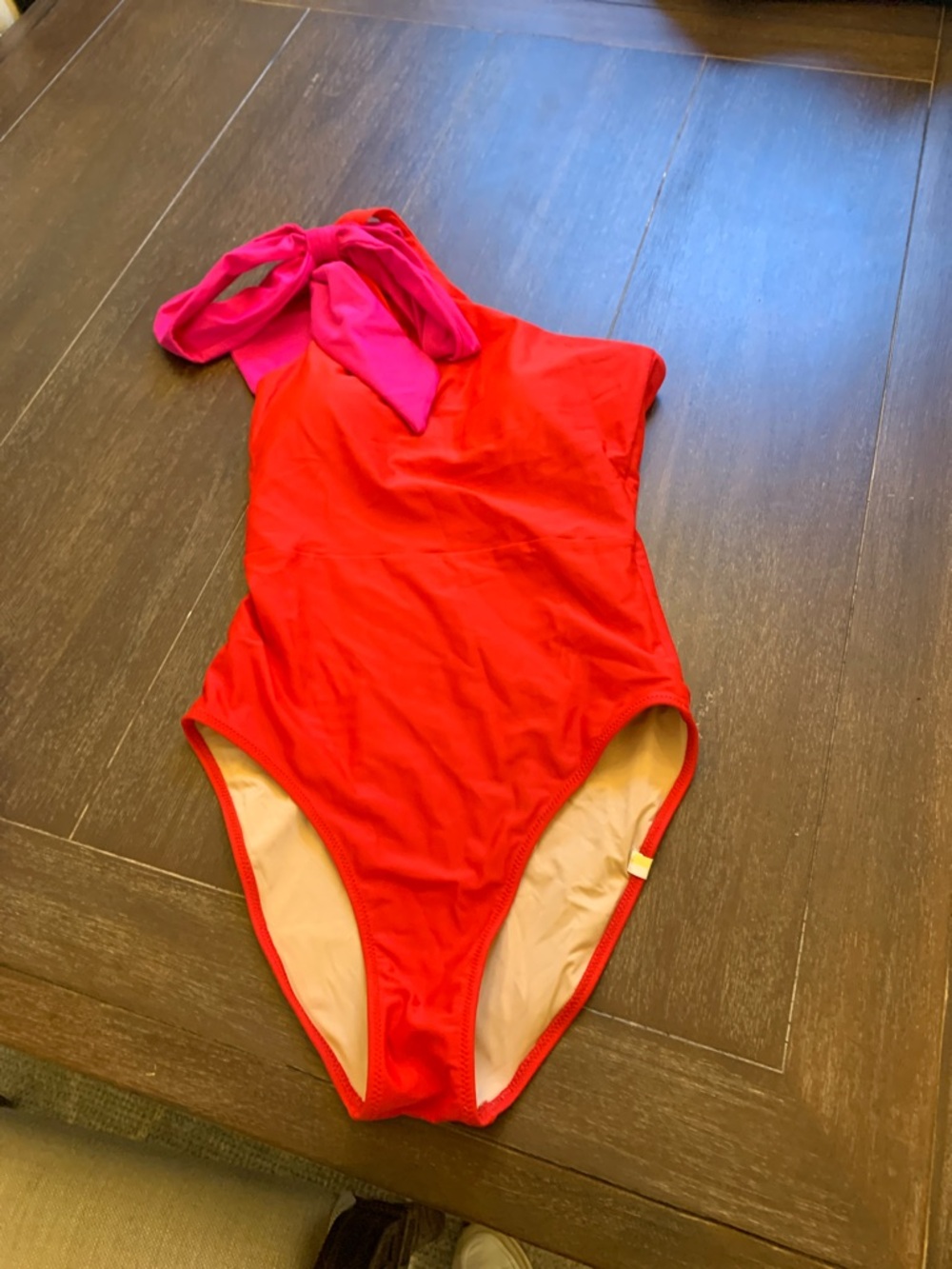 Summersalt red one shoulder swimsuit with removable pink bow size 4